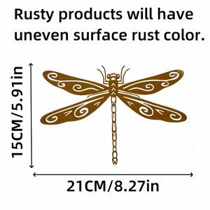 Décoration murale rustique en métal en forme de libellule, finition rouillée, ornement d'art de jardin pour patio, cour, pelouse, pot de fleurs, vente en gros - Product Image 2