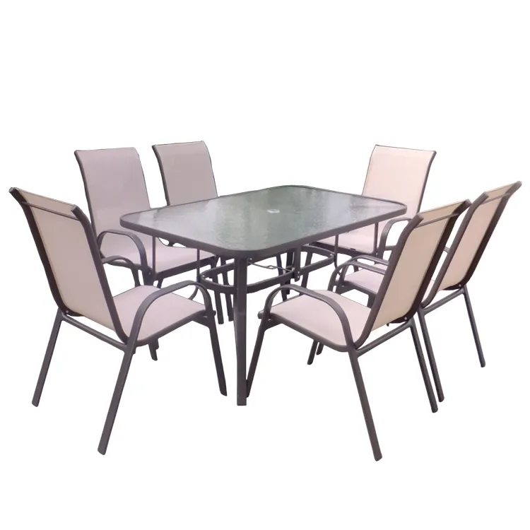 7 stück Außen Moderne Metall Klapp Faltbare Garten Stühle und Tisch Terrasse Möbel Garten Terrasse Gesetzt