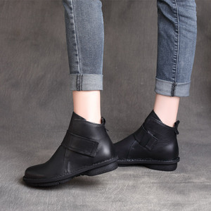 Botas de Mujer Estilo Étnico Retro de Otoño, de Piel Auténtica con Cordones, Suela Plana y Suave, Tipo Chukka - Product Image 4