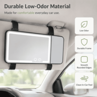 Cermin Visor Mobil Terlaris dengan Lampu LED, Layar Sentuh, Perbesaran 3X, Desain Ringan, Jepit, Mudah Dipasang