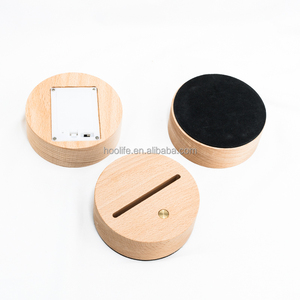 Lampes rondes Bases en <span class=keywords><strong>hêtre</strong></span> Lampe de base d'éclairage 3D Décoration intérieure Lumière Longue bande Supports de veilleuses Bases de commutateur USB Chambre à coucher USB - Product Image 3