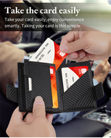 Dompet Kartu Kredit Otomatis Keluar untuk Pria, Dilengkapi Proteksi RFID Anti Maling, Bahan Kulit PU Metalik dengan Penutup Tombol