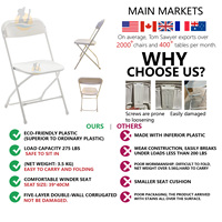 Chaise Pliante d'Extérieur en Plastique PP et Métal, Couleurs Blanc et Noir, pour Mariages et Événements