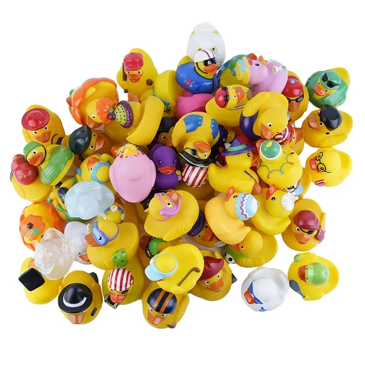 Custom High Quality Duck Bath Toy Duck Assortment Water Spray Slide Kids Animal Blinking Sounds Rubber Duck for Promotions