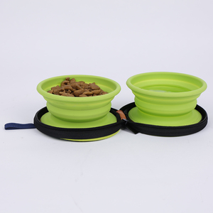 Tazón Portátil para Perro de Silicona y Tela de 400+400 ml, Plegable, para Viajes, Ideal para Aventuras al Aire Libre - Product Image 1