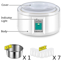 Yaourtière électrique 1,5 L, fermentateur automatique multifonction en acier inoxydable, pour usage domestique, machine à yaourt, 7 pots à yaourt