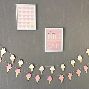 Personnalisé Style nordique crème glacée <span class=keywords><strong>copeaux</strong></span> <span class=keywords><strong>de</strong></span> <span class=keywords><strong>bois</strong></span> suspendus décoration bébé lit bricolage rideau chambre d'enfants doux décoration fête - Product Image 3