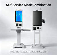 Kiosque de commande automatique pour restaurant de restauration rapide avec écran tactile LCD 21,5 pouces 4K, reconnaissance faciale, lecteur de codes-barres SDK et paiement