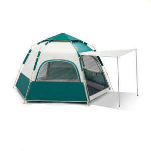 Grande tente de glamping hexagonale à montage rapide automatique pour camping en plein air et plage, une chambre, en tissu Oxford, vente directe usine - Product Image 4