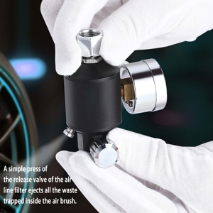 Porphis đen súng phun điều chỉnh và <span class=keywords><strong>mini</strong></span> súng phun Bộ lọc không khí súng phun điều chỉnh đo & in-line bẫy nước công cụ lọc - Product Image 5