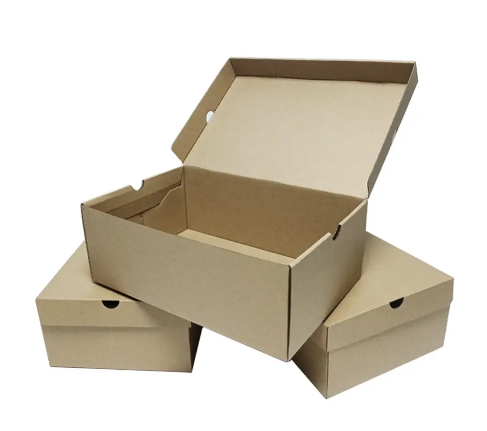Оптовая продажа, складная коробка для обуви, прямоугольная коробка для обуви из гофрированной крафт-бумаги