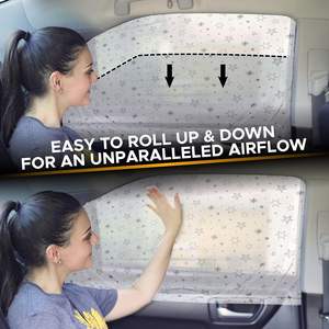 Pare-soleil imprimé pour vitres latérales de <span class=keywords><strong>voiture</strong></span> pour bébé, protection contre la chaleur et les UV, en tissu élastique réglable - Product Image 3