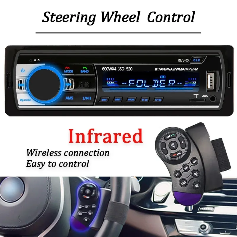 Autoradio Stereo Mp3-speler 1 Din Fm Audio Muziekbandrecorder Usb Sd Aux Ingang Digitale Bluetooth Autoradio In Dash Jsd520