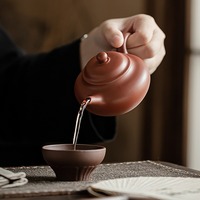 Pot à thé en céramique pour la maison, coffret cadeau, pot en argile violette brute, théière classique