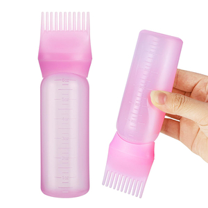 Botol plastik 6oz 180ml sisir pembersih kering rambut Salon dengan aplikator sikat untuk sampo Losion pemeras pewarna minyak - Product Image 5