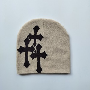 Knit <strong>Beanie</strong> with Cross Pattern Unisex Soft Jacquard Cap <strong>Cool</strong> Street Outdoor Sports Earflap Hat - Product Image 5