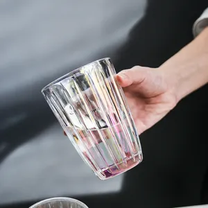 Hot Selling Home Cafe Party Striped Clear Glass Home Cafe Party Coffee Espresso Tea Cup