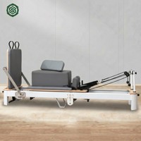 Máquina de Pilates Plegable con Estructura de Aluminio de Grado Profesional para Gimnasio en Casa o Comercial, con Torre de Poleas Doble