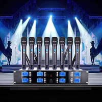 Système de microphone sans fil UHF à 8 canaux Home KTV Metal Handheld avec cardioïde Lavalier XLR Connector 8 Wireless Mic System
