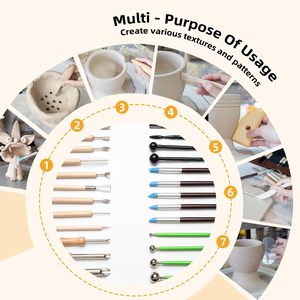 44 כלי חימר באיכות גבוהה פולימר כלי גילוף ערכות כלי קרמיקה ניתן להשתמש גרפיטי גילוף עיצוב כלי חרס - Product Image 4