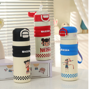 Nezha Stainless Steel Vacuum <b>Flask</b> 316 Kids Insulated Water <b>Bottle</b> Cartoon Design Back To School - Product Image 1