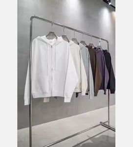 Dropshipping logotipo bordado personalizado cremalleras dobles Streetwear Sudadera con capucha hombro caído en blanco personalizado recortado Zip up Sudadera con capucha hombres - Product Image 2