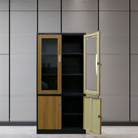 Armoire de classement en acier à grain de bois verrouillable avec porte vitrée et tiroirs pour le rangement de documents et de livres – Achat en gros