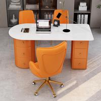 Bureau de direction en dalle de roche de luxe léger avec 2 tiroirs, design moderne et épuré pour usage commercial, immeuble de bureaux, chambre, hôpital