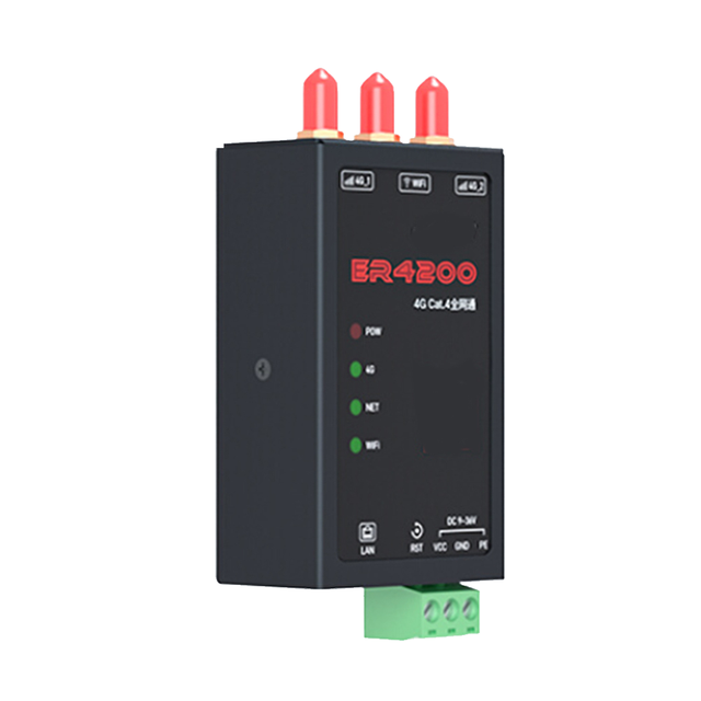 Industrial 4G Cat4 Router ER4200 - Full Net Compatibility WiFi6 SIM Slot 4G to Wired/WiFi Conv IoT DIN Rail Mount Ext Antennas