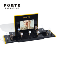FORTE PACKAGING Support de montre de luxe personnalisé en bois noir, protection robuste, support transparent pour la présentation en bijouterie
