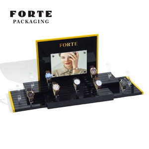 FORTE PACKAGING Soporte de reloj de madera de piano negro Soporte de reloj de lujo personalizado Soporte transparente Soporte de reloj Soporte de exhibición - Product Image 3