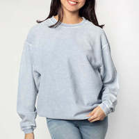 Sudadera de cuello redondo de pana acanalada para mujer, personalizada OEM, extragrande, con bordado de chenilla y cordón, al por mayor