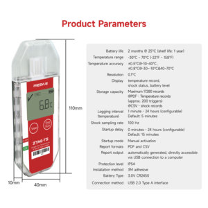 Registrador de Dados de Temperatura e Umidade Anti-colisão ZTAG-TS para Transporte de Componentes Eletrônicos de Alta Qualidade - Product Image 4