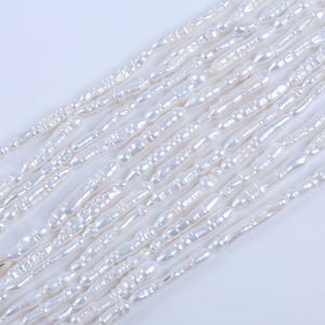 Collier de perles d'eau douce naturelles de Zhuji, perles baroques irrégulières, perles longues à trou droit, cure-dent, produit semi-fini, perles en vrac - Product Image 2