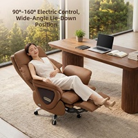 Fauteuil de massage électrique ergonomique moderne avec base rotative réglable, cuir véritable, structure en acier inoxydable, imperméable