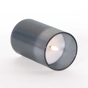 Kswing - Vela de vidro sem chama LED 3D real para decoração de casa, cera branca, elétrica e operada por bateria, chama real 3D