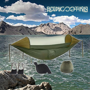 Hamac de camping portable pour l'extérieur, randonnée, lit double, 2 personnes, chats, chiens, ouverture rapide automatique, fermeture éclair, moustiquaire en polyamide - Product Image 3