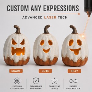Lanterne Citrouille en Papier Mâché Écologique Décoration d'Halloween Lampe Citrouille en Pulpe Biodégradable Fournitures pour Fêtes à Domicile - Product Image 4