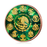 Pièce de monnaie Libertad du Mexique en cuivre fin .999 de 1 oz, plaquée or, avec impression UV, motif Aile de la Victoire, pièce de collection ronde en métal de 1 oz