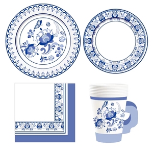 DAMAI Wholesale <b>Disposable</b> <b>Tableware</b> Set for Party Decor Round Hexagonal Paper Plate Set with Navy Blue Paper Cup - Product Image 4