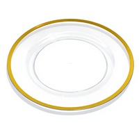 Assiette de Présentation en Plastique Écologique pour Décoration de Table, Assiette de Dîner, Hôtellerie, Banquet, Mariage, Dorée