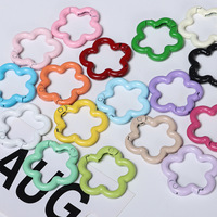 Porte-clés en alliage en forme de fleur couleur bonbon avec fermoir à clip ouvrable pour accessoires de bijoux DIY