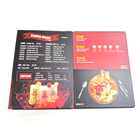Porte-menu en carton PVC personnalisé avec logo et taille sur mesure pour restaurants, cafés, hôtels, brochure à feuilles mobiles, double panneau