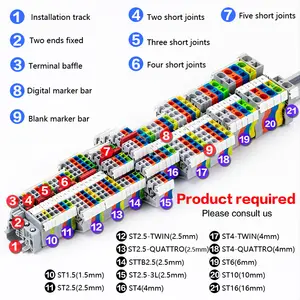 Block Connecters CHFRPU Manufacturer STTB2.5 2 Layers Feed Through DIN Rail Terminal Block Spring Connecting Terminal HIGH QUALITY