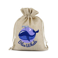 Sacs à cordon en coton et lin à thème ancre avec impression sérigraphiée pour les fêtes et la plage