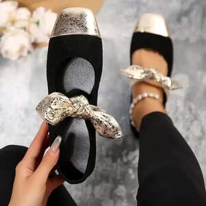 Chaussures <span class=keywords><strong>bateau</strong></span> plates pour femme, grande taille, style mode, à nœud, en PU, à semelle plate, couleur unie, pour l'automne - Product Image 2