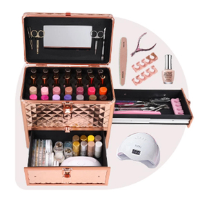 Organisateur de vernis à ongles professionnel de grande capacité, boîte de maquillage verrouillable avec fentes pour éponges amovibles pour les techniciens en manucure - Product Image 3