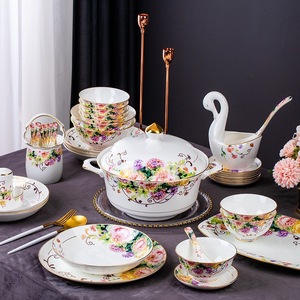Modern Luxury Ceramic Dinner Plate Sets Creative Gold Inlaid Set Bone China Cutlery Luxury <b>Dinnerware</b> - Product Image 1