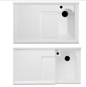 Évier de <span class=keywords><strong>lavage</strong></span> intégré en pierre de quartz avec planche à laver, lavabo moderne pour usage hôtelier et scolaire, lavabo combiné - Product Image 2