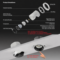 Plafonnier LED COB anti-éblouissement rond, CRI 95+ UGR<19, spot encastré dimmable